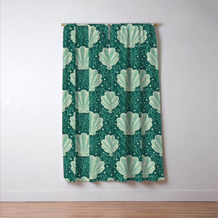 Seashell - sea green Window Curtain Gallery Image 3