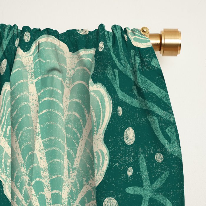 Seashell - sea green Window Curtain Gallery Image 2