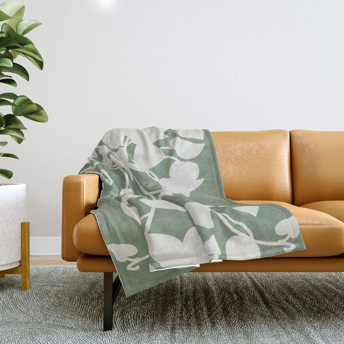 Minimal Abstract Leaves 16 Throw Blanket Gallery Image 1