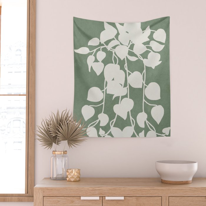 Minimal Abstract Leaves 16 Wall Tapestry Gallery Image 2