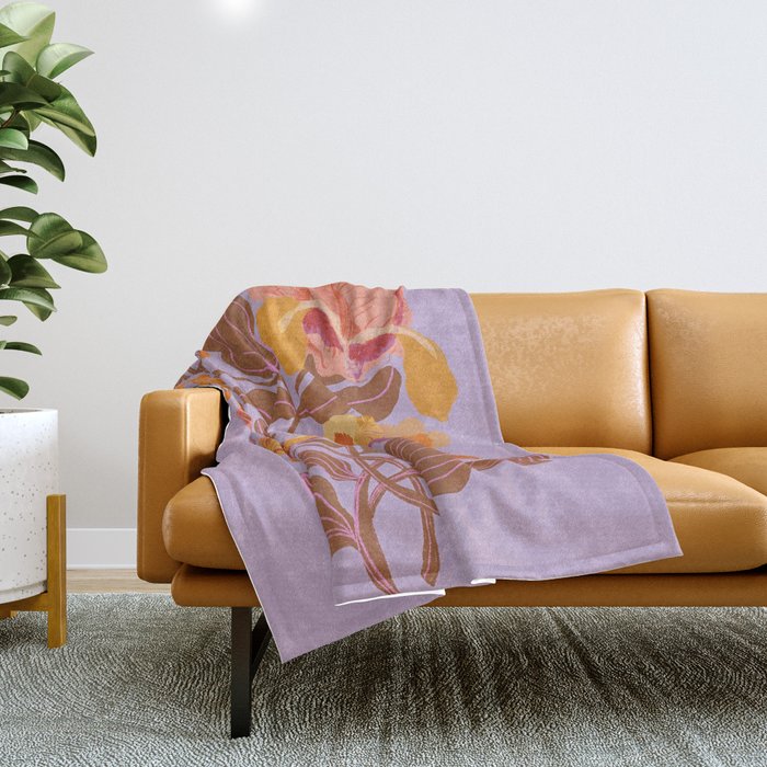 Orange flowers Throw Blanket Gallery Image 1