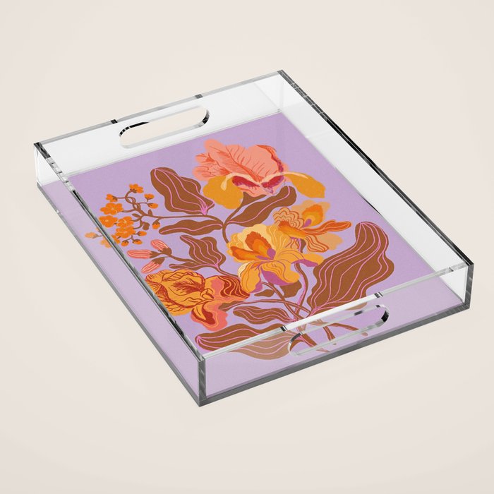Orange flowers Acrylic Tray Gallery Image 1