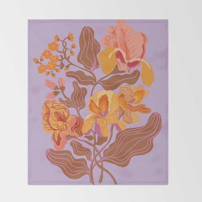 Orange flowers Throw Blanket Gallery Image 2