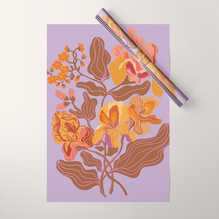 Orange flowers Wrapping Paper Gallery Image 1