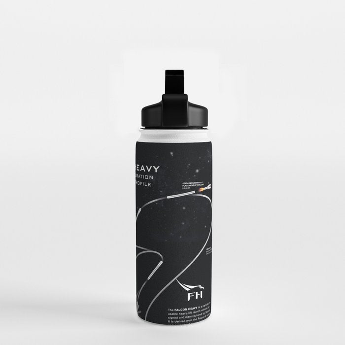 SpaceX Falcon Heavy Spacecraft NASA Rocket Blueprint in High Resolution (all black) Water Bottle Gallery Image 2