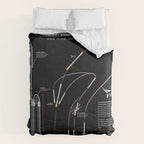 SpaceX Falcon Heavy Spacecraft NASA Rocket Blueprint in High Resolution (all black) Comforter Gallery Image 6