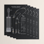 SpaceX Falcon Heavy Spacecraft NASA Rocket Blueprint in High Resolution (all black) Wrapping Paper Gallery Image 3
