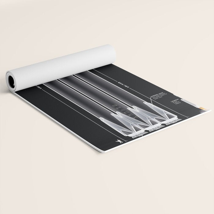 SpaceX Falcon Heavy Spacecraft NASA Rocket Blueprint in High Resolution (all black) Yoga Mat Gallery Image 2