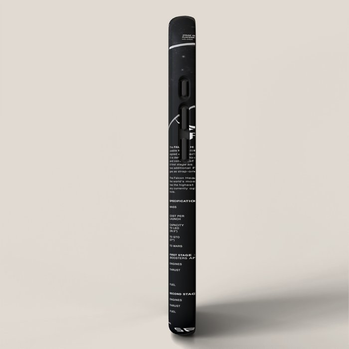 SpaceX Falcon Heavy Spacecraft NASA Rocket Blueprint in High Resolution (all black) iPhone Case Gallery Image 2