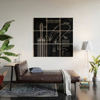 SpaceX Falcon Heavy Spacecraft NASA Rocket Blueprint in High Resolution (all black) Wood Wall Art Gallery Image 2