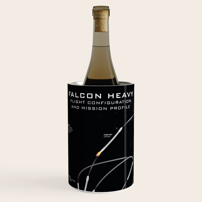 SpaceX Falcon Heavy Spacecraft NASA Rocket Blueprint in High Resolution (all black) Wine Chiller Gallery Image 1