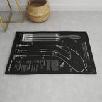 SpaceX Falcon Heavy Spacecraft NASA Rocket Blueprint in High Resolution (all black) Rug Gallery Image 1