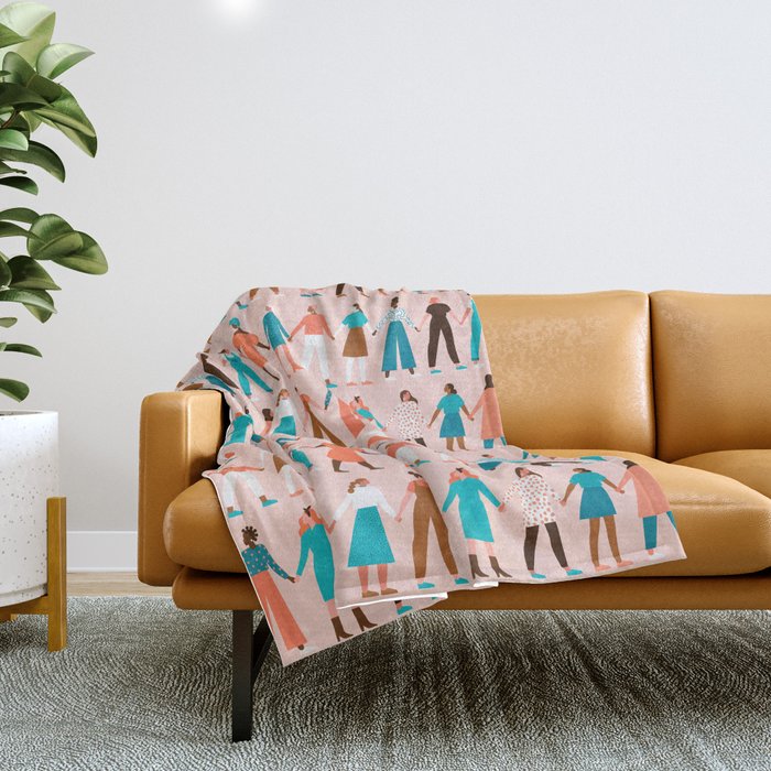 Women empower women feminist illustration collection. International womens day 8 of march graphic Throw Blanket Gallery Image 1