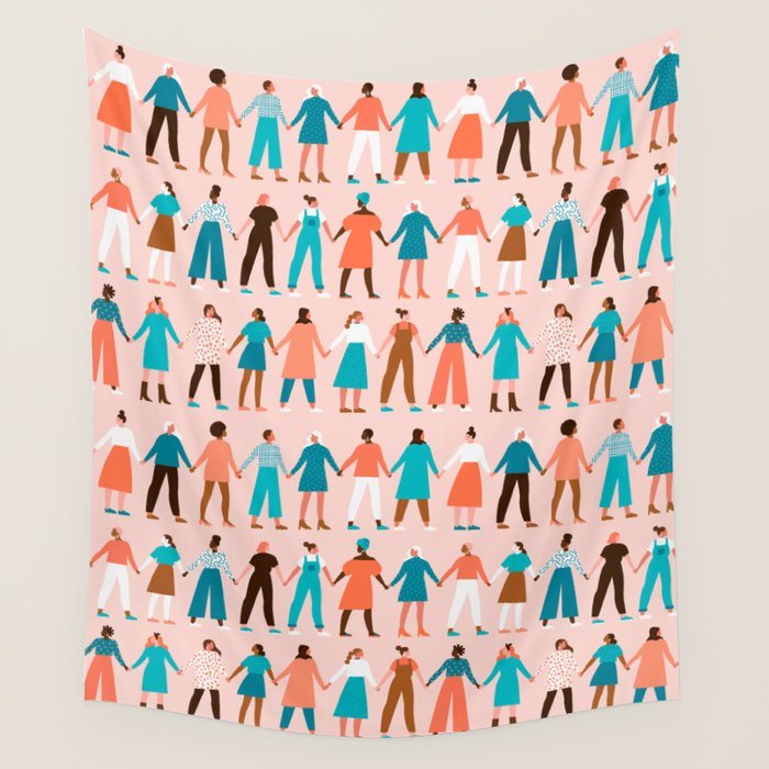Women empower women feminist illustration collection. International womens day 8 of march graphic Wall Tapestry Gallery Image 4