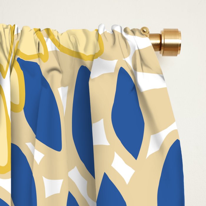 Modern, Floral Prints, Summer, Yellow and Blue Window Curtain Gallery Image 2