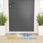 Modern, Floral Prints, Summer, Yellow and Blue Welcome Mat Gallery Image 3