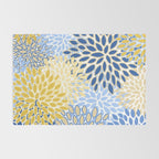 Modern, Floral Prints, Summer, Yellow and Blue Rug Gallery Image 2
