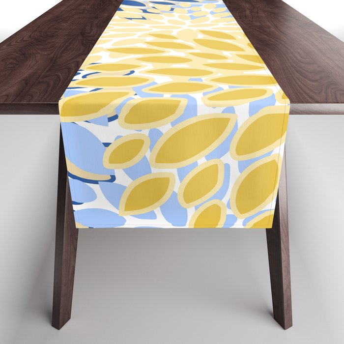 Modern, Floral Prints, Summer, Yellow and Blue Table Runner Gallery Image 1