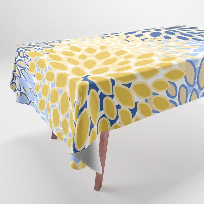Modern, Floral Prints, Summer, Yellow and Blue Tablecloth Gallery Image 1