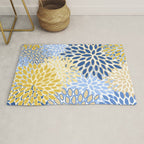 Modern, Floral Prints, Summer, Yellow and Blue Rug Gallery Image 1