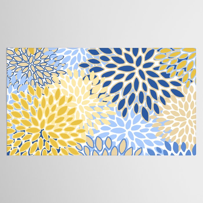 Modern, Floral Prints, Summer, Yellow and Blue Tablecloth Gallery Image 2