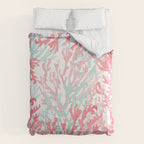 Modern hand painted coral pink teal reef coral floral Comforter Gallery Image 6