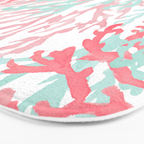 Modern hand painted coral pink teal reef coral floral Bath Mat Gallery Image 3