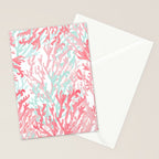 Modern hand painted coral pink teal reef coral floral Stationery Card Gallery Image 2