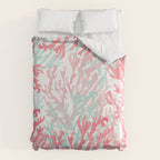 Modern hand painted coral pink teal reef coral floral Duvet Cover Gallery Image 6