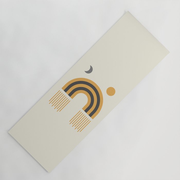 Sun and Moon Rainbow Midcentury style Yoga Mat Gallery Image 1