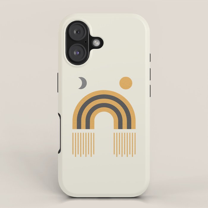 Sun and Moon Rainbow Midcentury style iPhone Case Gallery Image 1