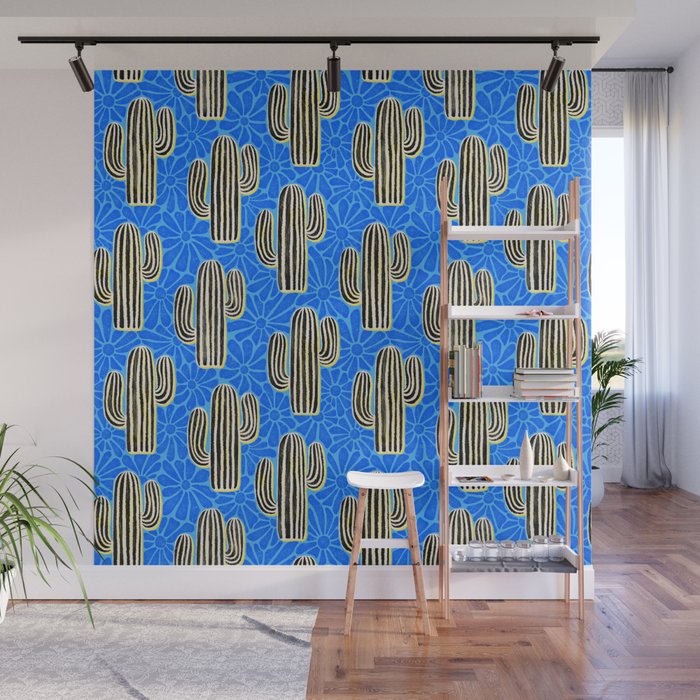 Sonora - blue, yellow, black, and white Wall Mural Gallery Image 1
