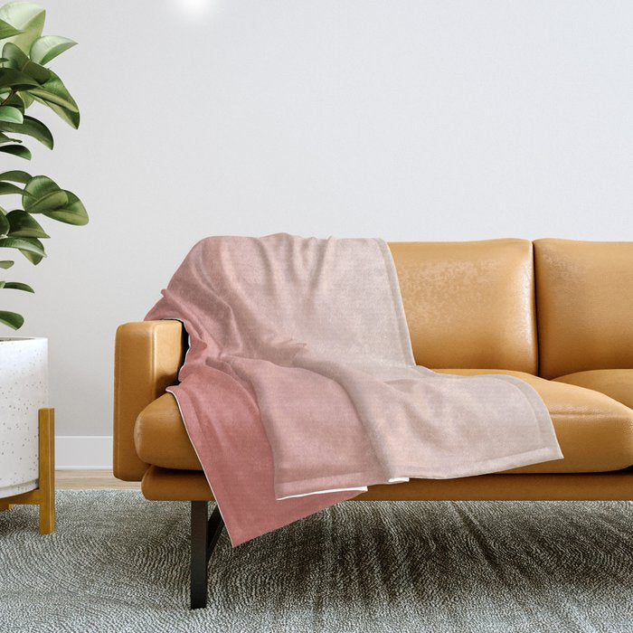 Ombre Pink Coral Throw Blanket Gallery Image 1