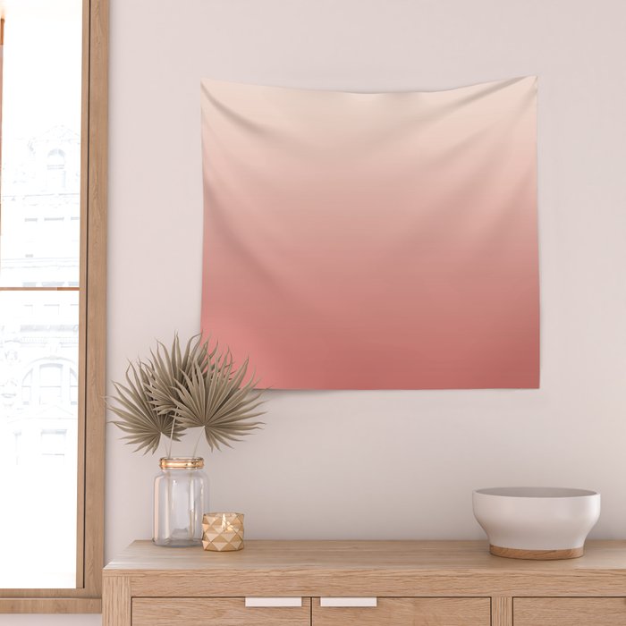 Ombre Pink Coral Wall Tapestry Gallery Image 2