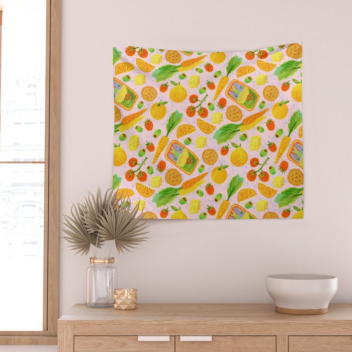 Kitchen Snacks & Apps in Berry Pink Wall Tapestry Gallery Image 2
