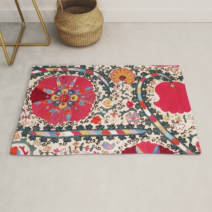 Lakai Suzani Uzbekistan Central Asian Embroidery Print Rug Gallery Image 1
