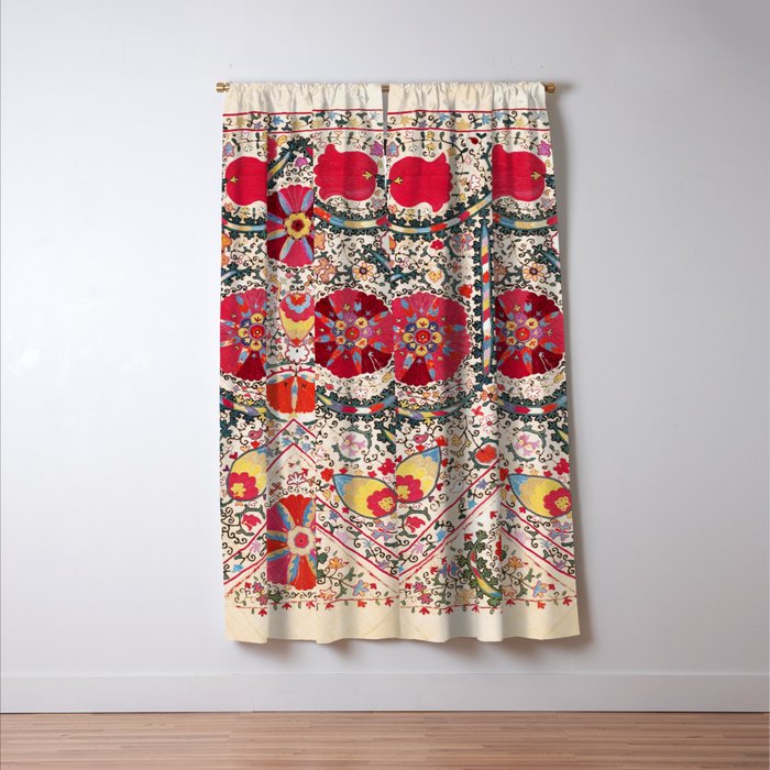 Lakai Suzani Uzbekistan Central Asian Embroidery Print Window Curtain Gallery Image 3