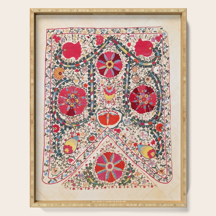 Lakai Suzani Uzbekistan Central Asian Embroidery Print Serving Tray Gallery Image 1