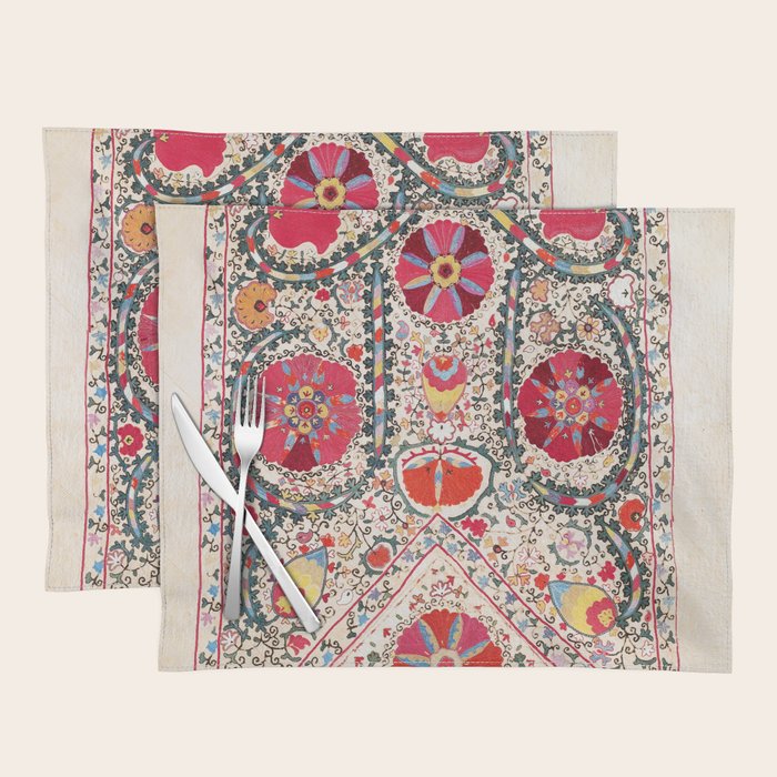 Lakai Suzani Uzbekistan Central Asian Embroidery Print Placemat Gallery Image 1