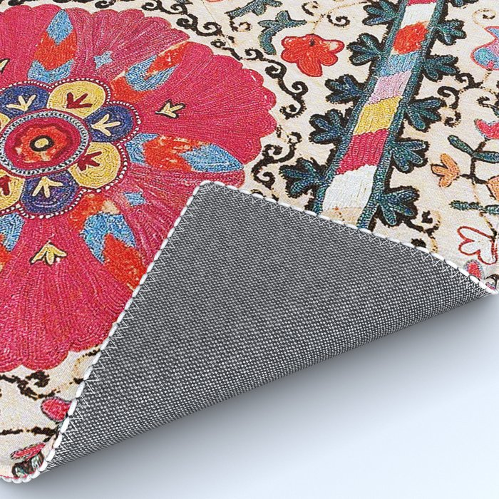 Lakai Suzani Uzbekistan Central Asian Embroidery Print Rug Gallery Image 4
