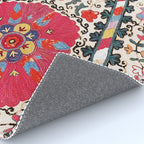 Lakai Suzani Uzbekistan Central Asian Embroidery Print Rug Gallery Image 4