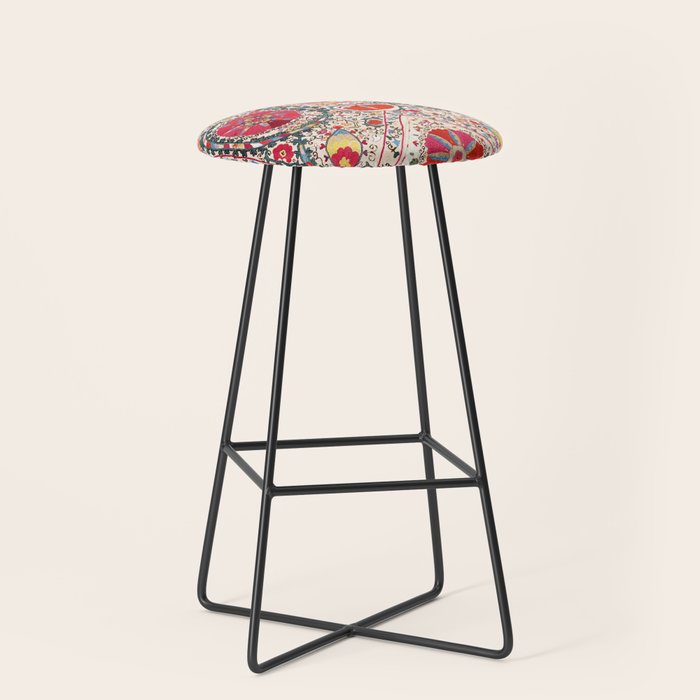 Lakai Suzani Uzbekistan Central Asian Embroidery Print Stool Gallery Image 1