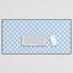 Checkerboard Mini Check Pattern in Powder Blue Desk Mat Gallery Image 1