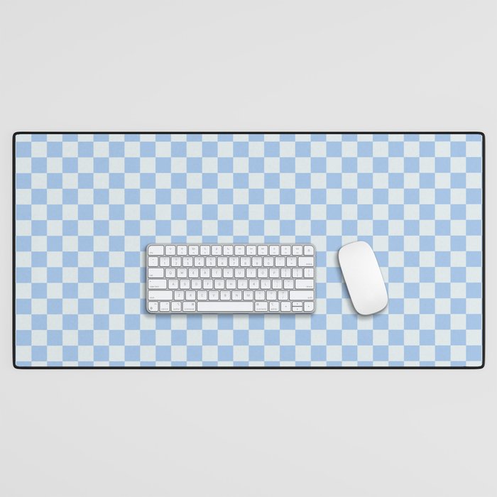 Checkerboard Mini Check Pattern in Powder Blue Desk Mat Gallery Image 1