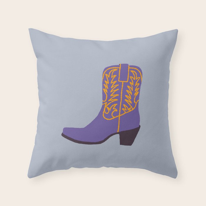 Purple Cowgirl Boot Throw Pillow Gallery Image 1