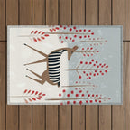 Deer In the Snowy Forest Outdoor Rug Gallery Image 1