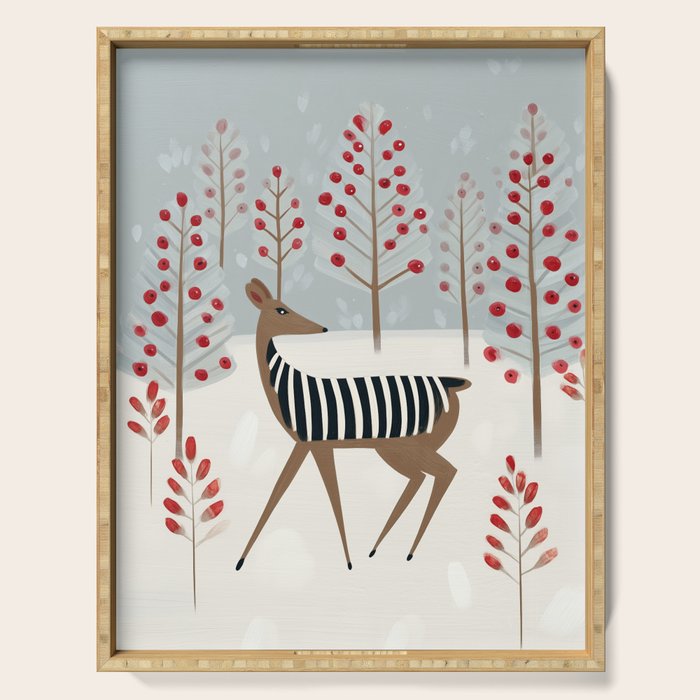 Deer In the Snowy Forest Serving Tray Gallery Image 1