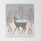 Deer In the Snowy Forest Throw Blanket Gallery Image 2