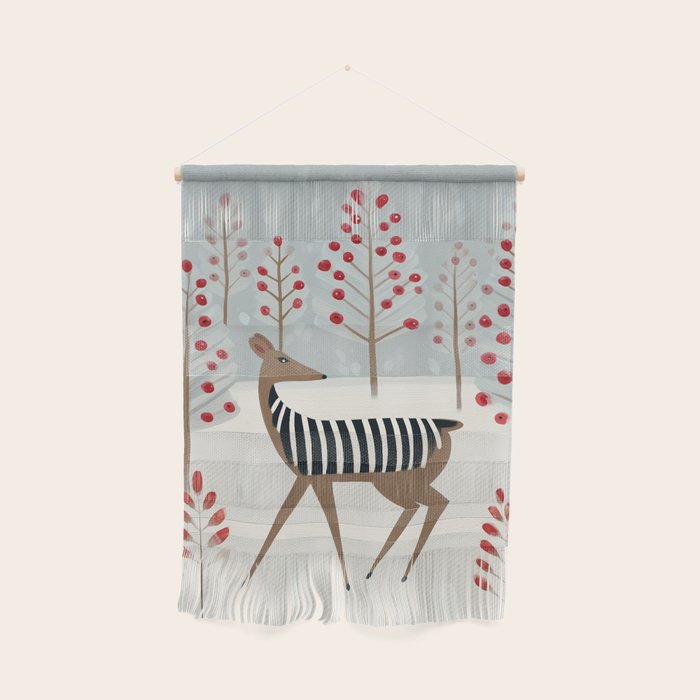 Deer In the Snowy Forest Wall Hanging Gallery Image 1