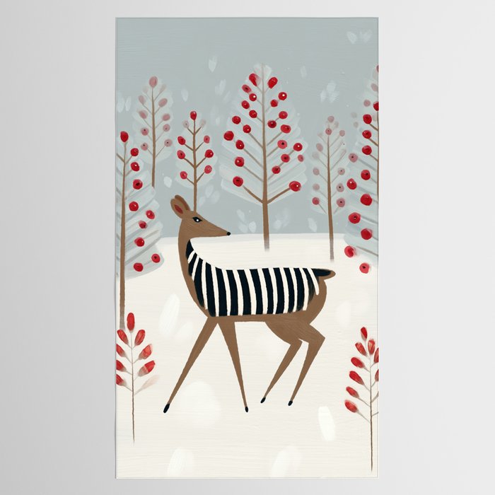 Deer In the Snowy Forest Tablecloth Gallery Image 2